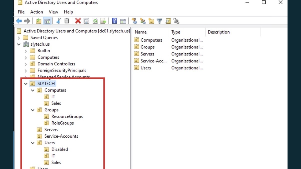 OU placement and group assignment in Active Directory